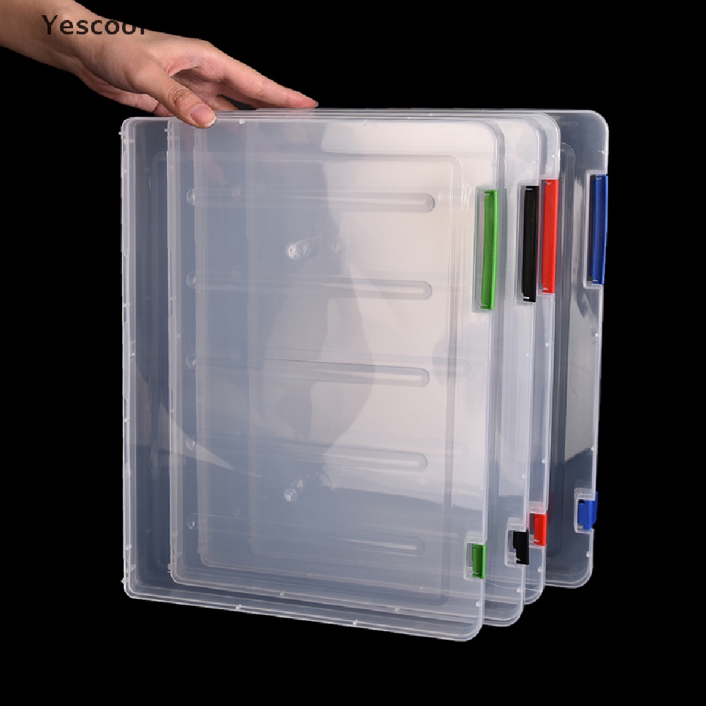 Yescool Kotak Penyimpanan Dokumen / Kertas A4 Bahan Plastik Transparan