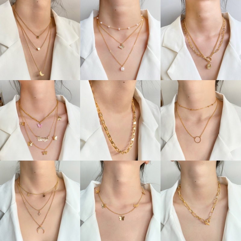 Kalung Choker Multilayer Liontin Bintang Emas Gaya Bohemian Etnik Untuk Wanita