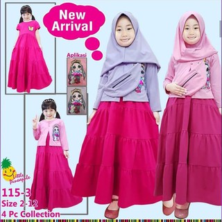 TGBARA 12 Baju  Muslim Anak  Perempuan LP LOL  Gamis  Fushia 