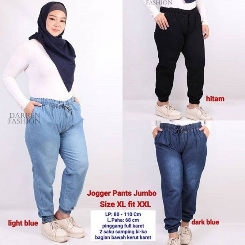 4s Grosir Solo || Jogger Pants  Jumbo Jeans Denim . Celana Panjang Jogger Jeans XL fit XXL Murah . Jogger Jumbo wanita || CELANA JEANS WANITA JUMBO