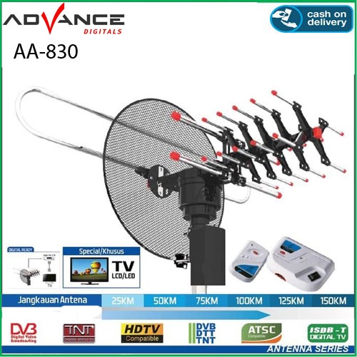 ANTENA TV ADVANCE AA-830 ANTENA TV REMOTE ROTASI ADVANCE AA830 BIKIN TV JERNIH