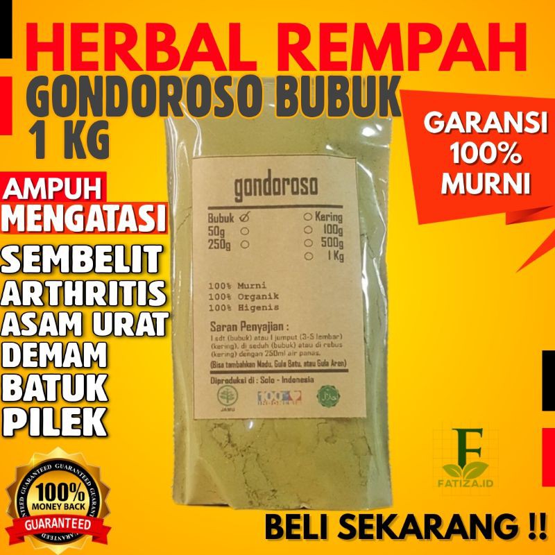 

GANDARUSA GONDOROSO BUBUK 1 KG MURNI TERBUKTI 100% MAMPU MEREDAKAN DAN MENANGKAL ASAM URAT