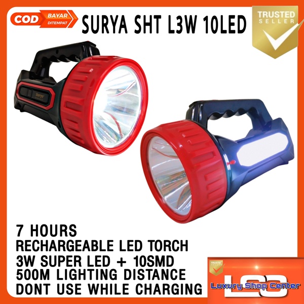 Senter Led Super Terang Surya SHT L3W 10 LED