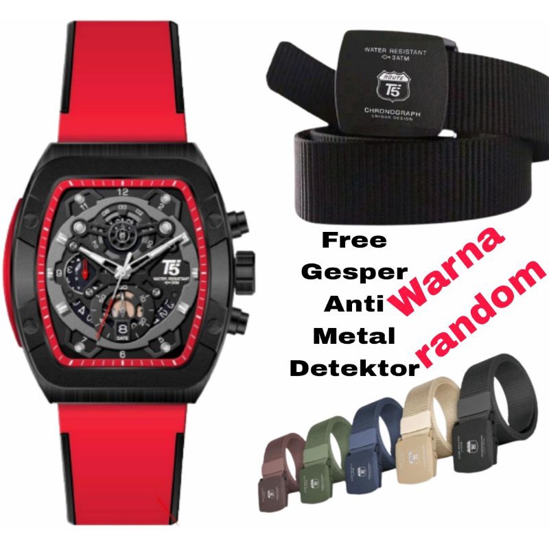T5 H3857G JAM TANGAN PRIA plus gesper anti metal wbx