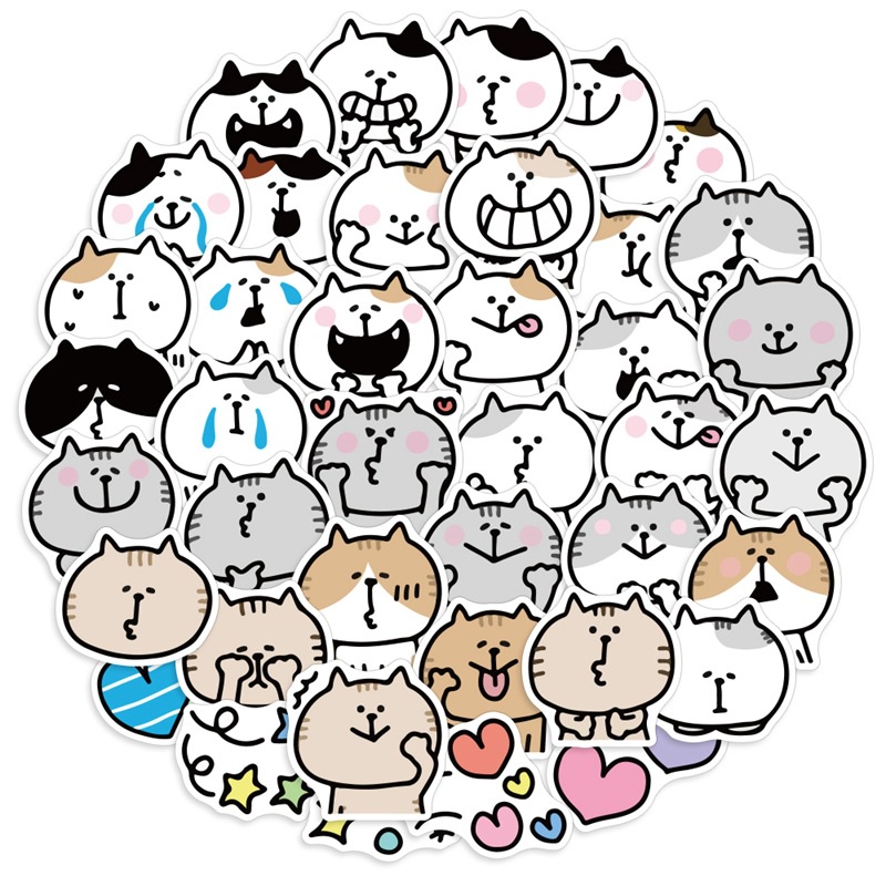 Kucing lucu stiker kartun Nekoneko kucing ekspresi ponsel case dekorasi TK hadiah stiker lembaran ke