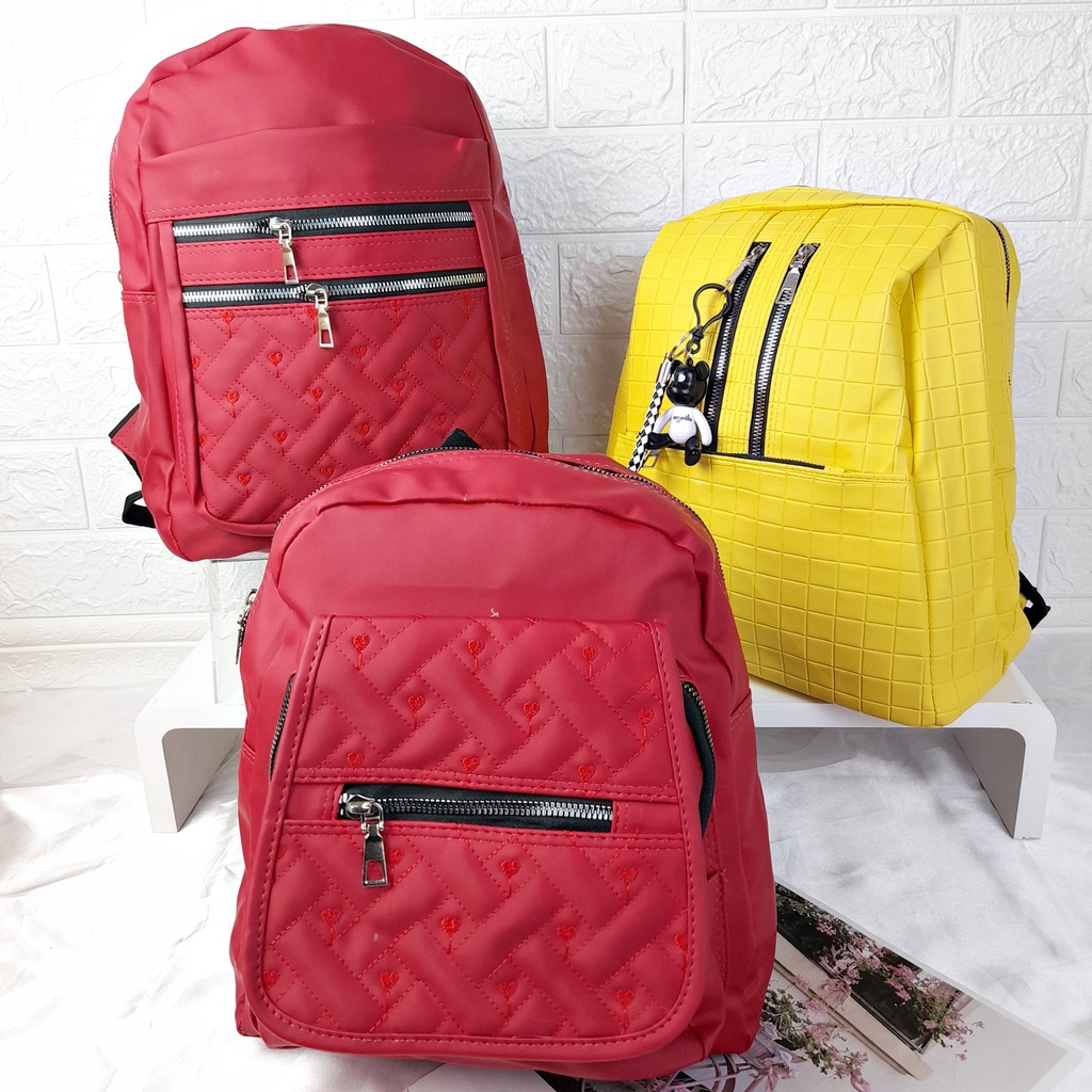 Tas Ransel Besar Wanita Backpack Polos Dan Bordir Bahan Nylon KT086 KT087 KT088 KT102 KT103