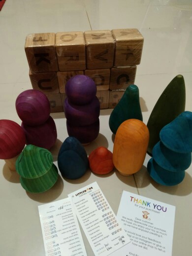 Littlemonq Alphabet Blocks Laser Engraved - White Oak