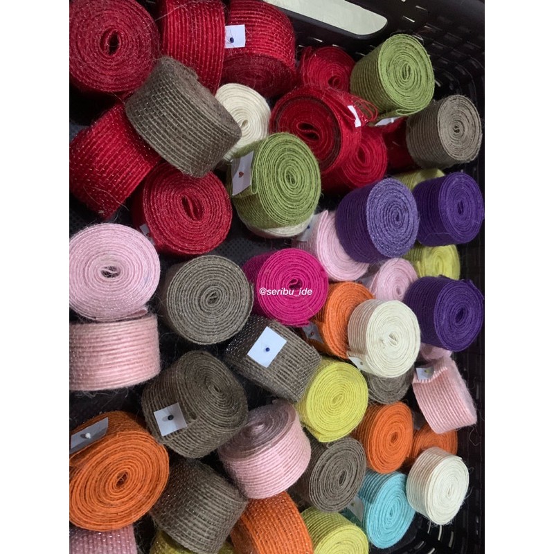 Pita Goni / Burlap / Jute Warna Polos 2,5 cm