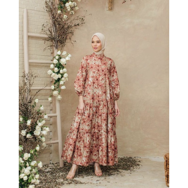 jasmine dress terracotta preloved wearing klamby