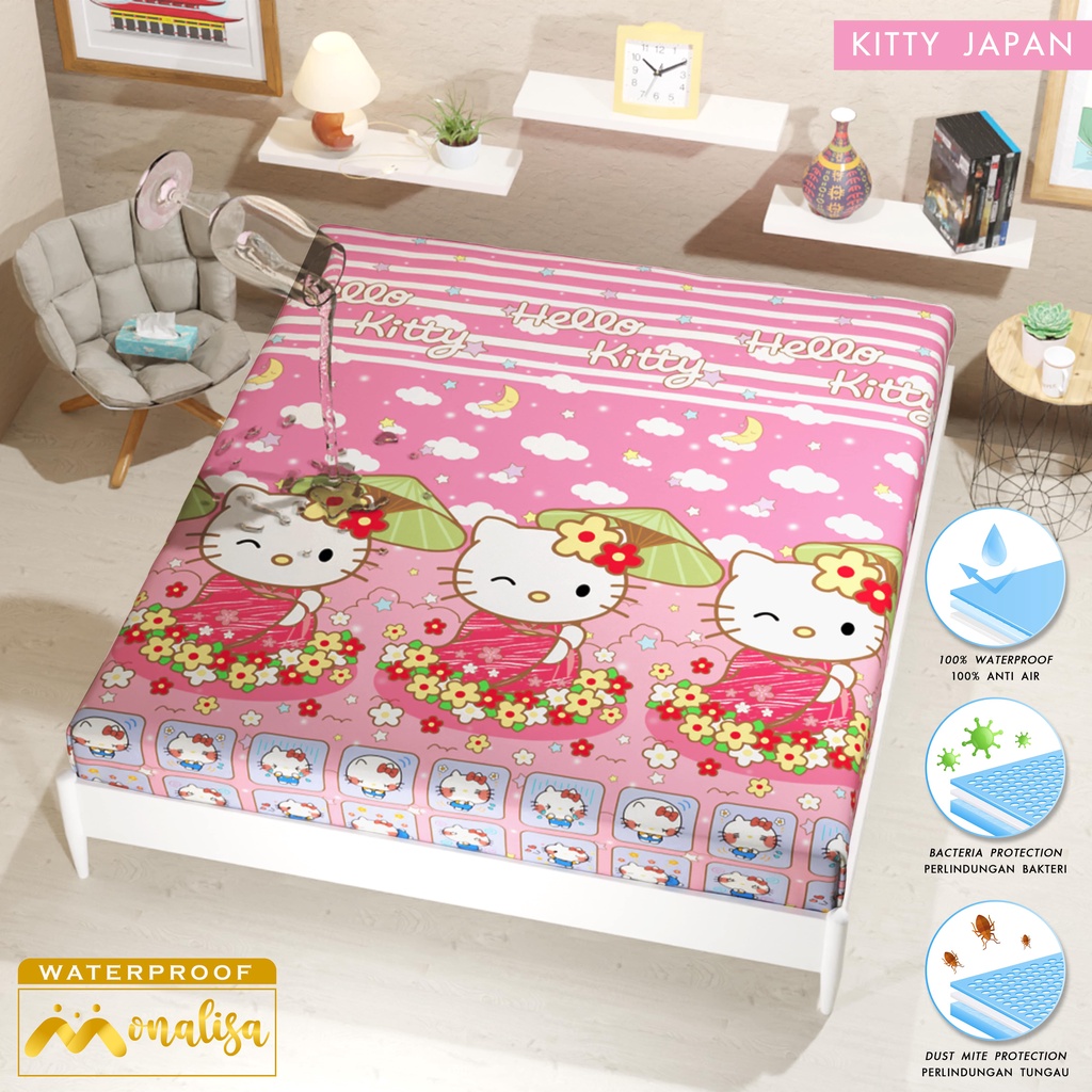 RC Sprei Monalisa Waterproof QUEEN T.20 Uk. 160x200 cm Tanpa sarban+sargul-KITTY JAPAN 160