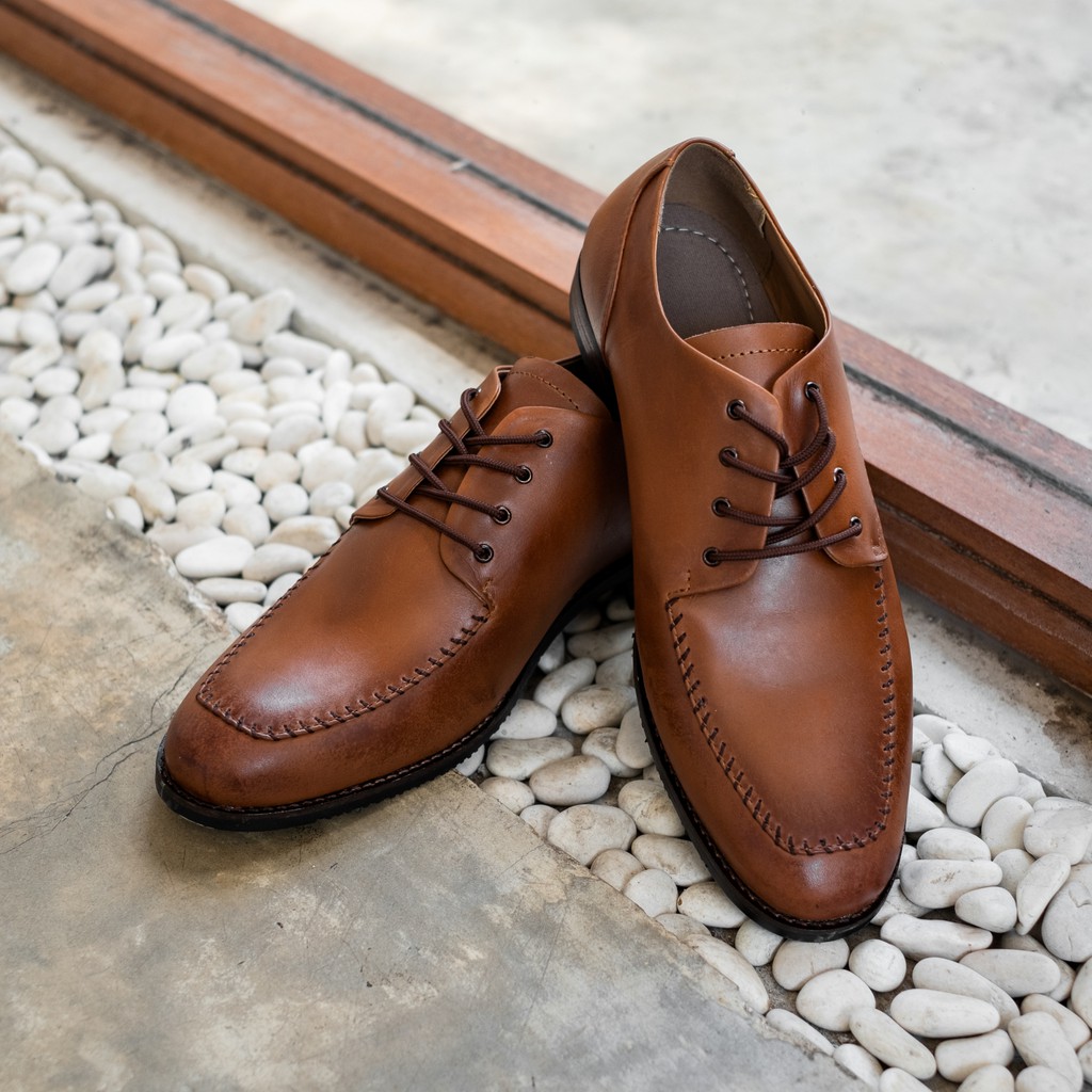 Seffield Brown | Sepatu Kulit Asli Coklat  Pria Casual Kerja Cowok Kantor Pantofel | Lvnatica x FORIND