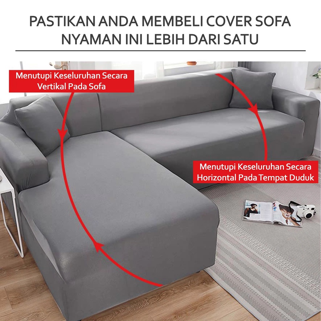 Cover Sofa Anti Selip Sarung Sofa Pattern Polos Seater 1 2 3 4