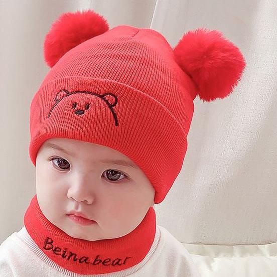 Murah Populer Topi Bayi Rajut PomPom Bear - 022.4692