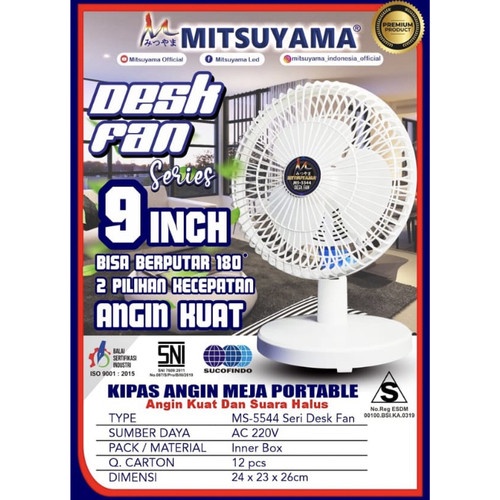 Kipas Angin Meja Mitsuyama MS5544 9 Inch