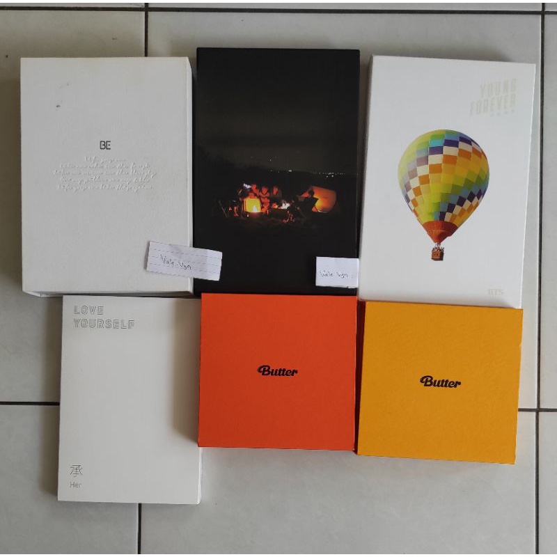 album only bts her e, young Forever (yf) night day, butter cream peaches, be deluxe murah, wings ver