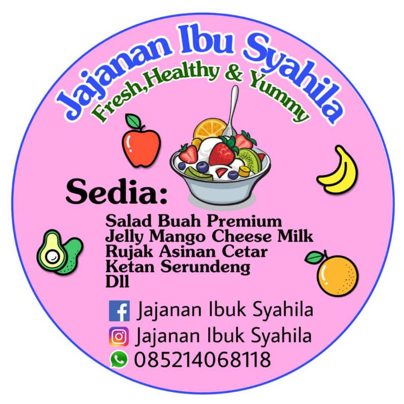 

( MINIMAL ORDER 100 PCS ) STIKER PRODUK JAJANAN PINK