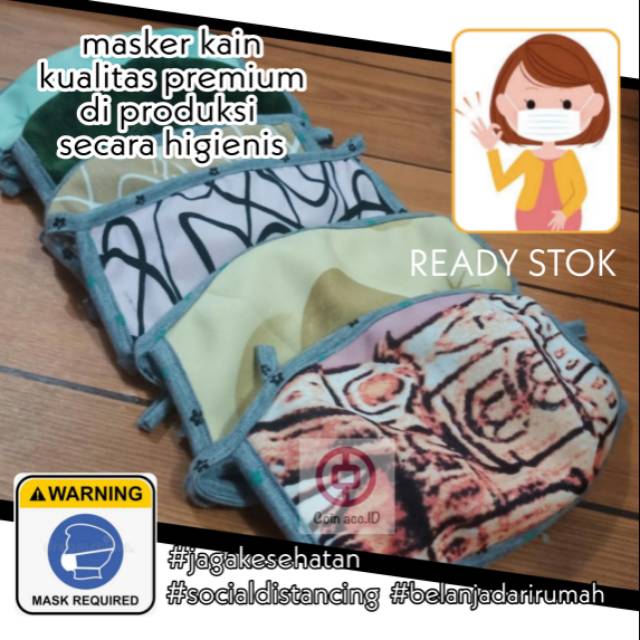 [KOIN ACC] 6/12pc MASKER hijab/MASKER KAIN/tali/ motif random / KUALITAS PREMIUM &amp; HIGIENIS - MURAH