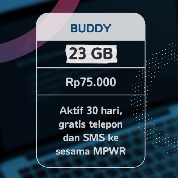 23 GB Kartu Perdana MPWR Buddy Indosat Ooredoo 23 GB 30 hari