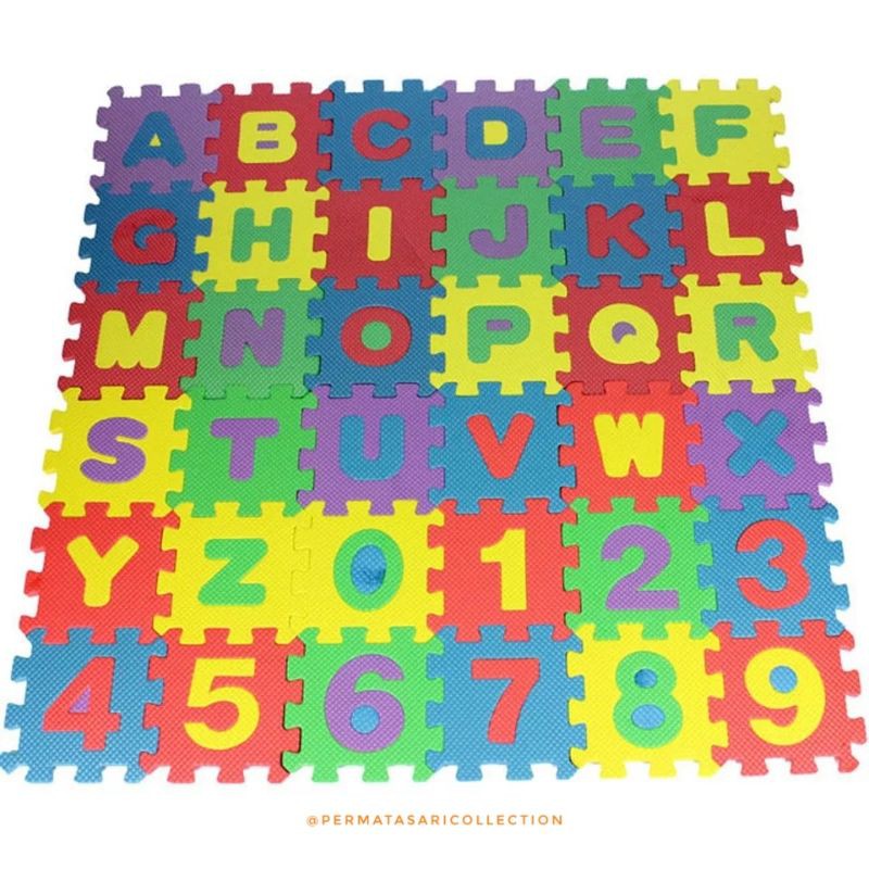 Mainan Puzzle Anak Huruf Alphabet Angka Busa Foam Warna Warni Multi Color