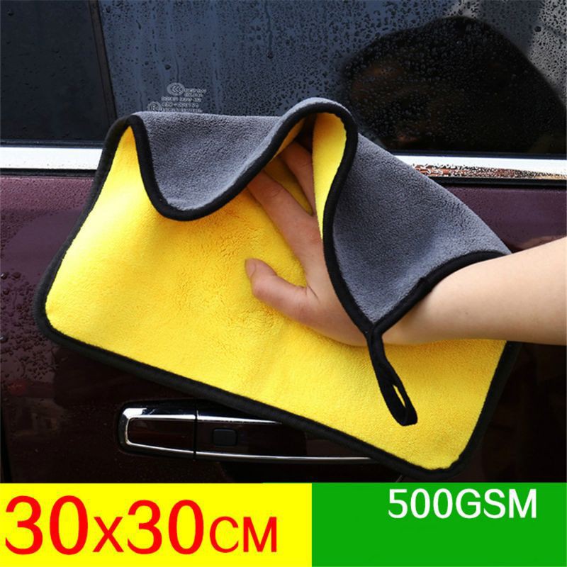 500 Gsm Kain Lap Kuning Microfiber Detailing Mikro Fiber Kuning 30x30 Cm Kain Cuci Motor Mobil Tebal