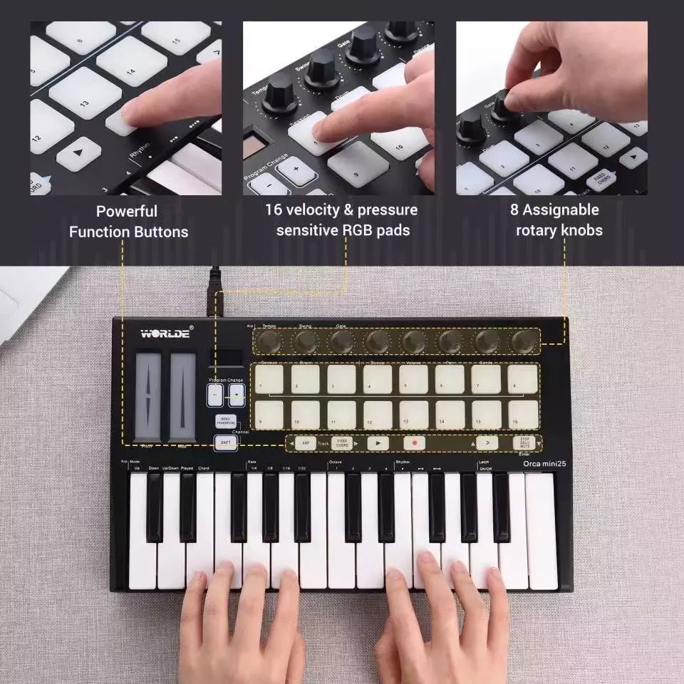 WORLDE ORCA MINI 25 Launchkey Pad Midi Controller 25 Keys