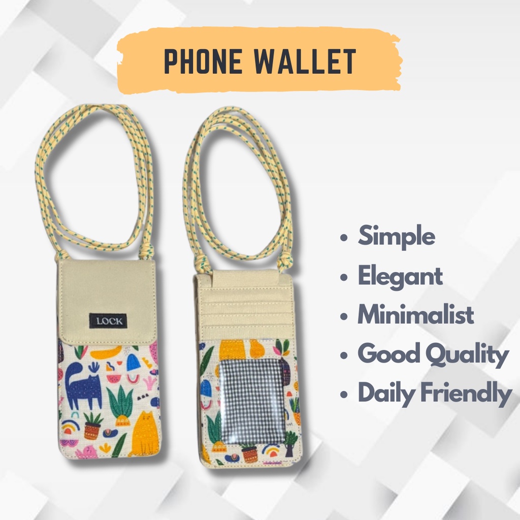 Dompet HP ID Card Holder Hanging Phone Wallet Kalung Gantung Leher Multifungsi Wanita Pria Motif L021