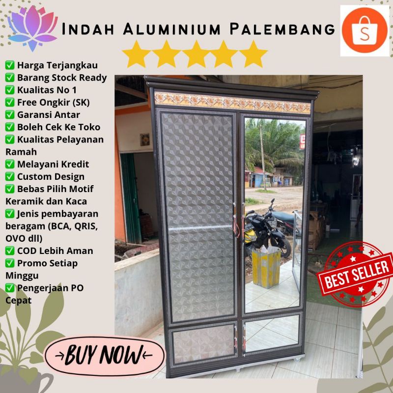 LEMARI PAKAIAN 2 PINTU ALUMINIUM MINIMALIS JUMBO MURAH PALEMBANG