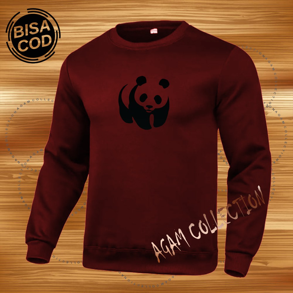 Agam collection Sweater Distro Panda Keren  Premium Text Hitam Pria Wanita