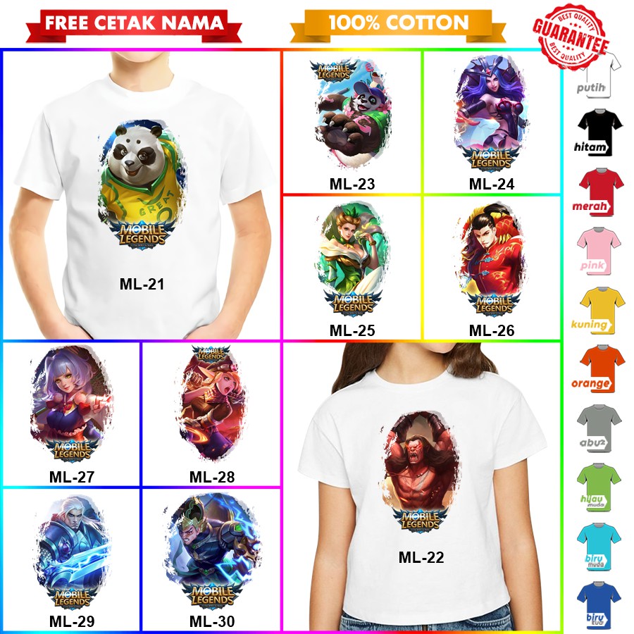 [FREE NAMA!!] Baju Kaos COUPLE  ANAK DAN DEWASA MOBILE LEGEND BANYAK MOTIF