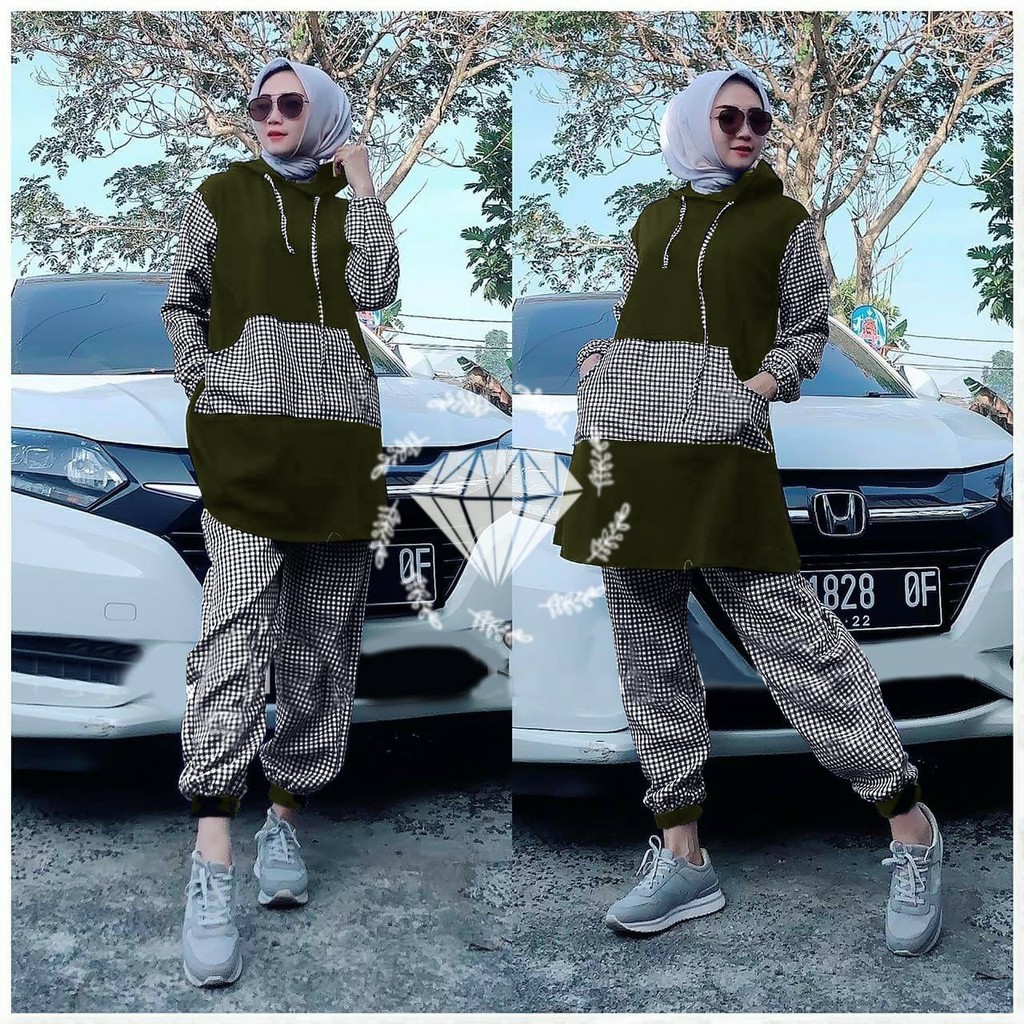 SET TRINITY KOTAK mA / SETELAN TUNIK WANITA HIJAB / SET JOGER WANITA MUSLIM / FASHION MUSLIM