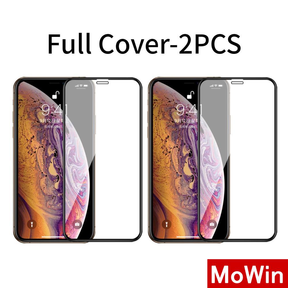 Mowin - 2PCS iPhone Tempered Glass Protective Film Screen Protectors Full screen Full coverage 9HD Hardness Xr 7plus SE2020 MAX Pro Max iphone XS 8plus 11