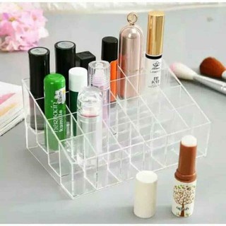 RAK KOTAK KOSMETIK TEMPAT LIPSTIK KUTEK MULTIFUNGSI AKRILIK 24 K