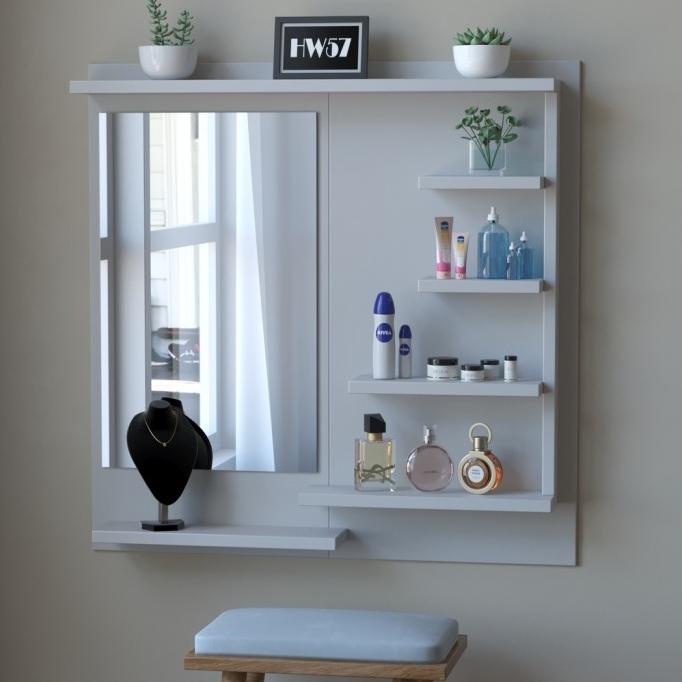 Papazone - Rak Kayu Kosmetik Tempel Dinding Meja Kosmetik Modern Meja Lunanaya24