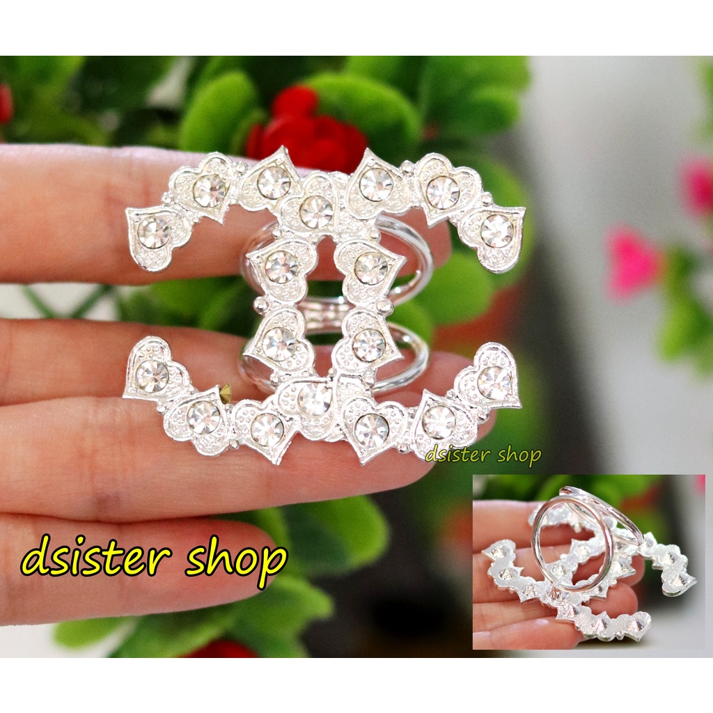 Bros Cincin Part 1 Ring Hiasan Aksesoris Syal Hijab HURUF Permata Hitam Putih-Ring Slvr C PB Love