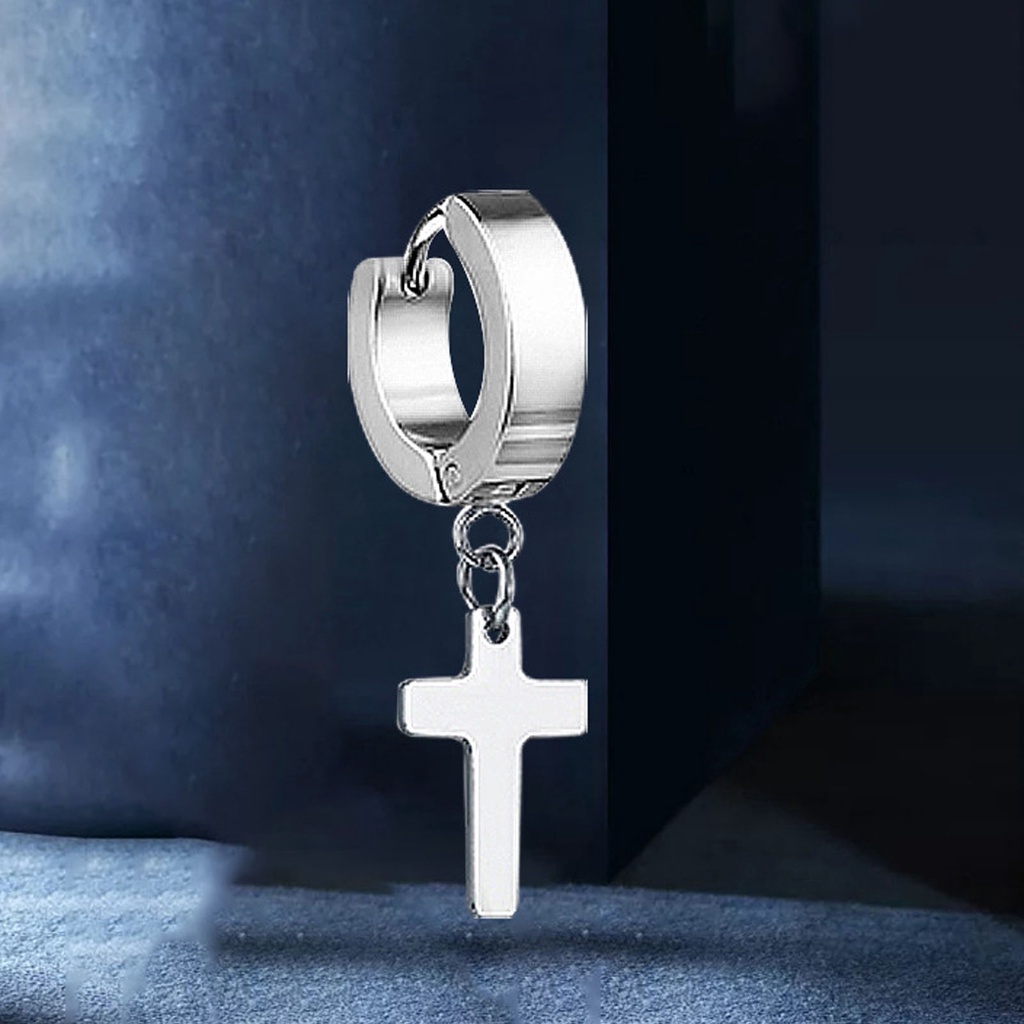 Hu Hu Hu Hu Hu Alat Bantu Pasang Kacamata♡ 1pc Anting Bulat Gantung Priawanita Desain Salib Gaya Hip Hopsimple Berkilau Untuk Pesta