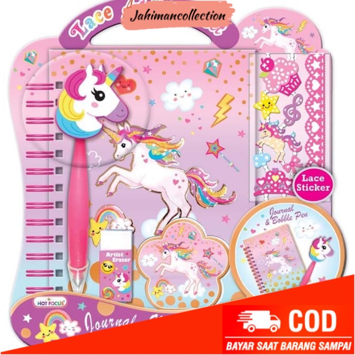 

✨ BISA COD ✨ Buku Diary Lace Art Unicorn Set dengan Sticker Renda HOT FOCUS