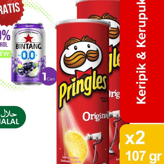 

(FQN~816) Pringles Original 107 gr- 2pcs & Free Bintang Radler 0.0% Blackcurrant & Lime 330ml