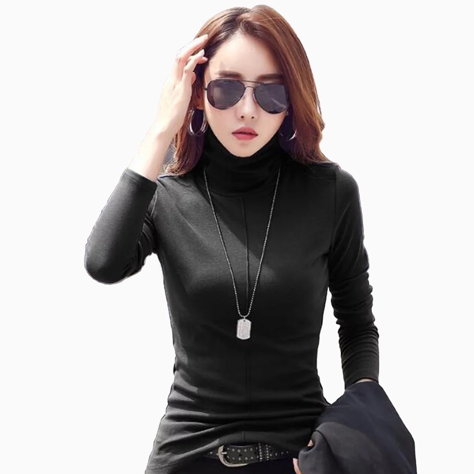 Kaos Leher Tinggi Gaya Korea wanita model terbaru - XSHOP Munhee