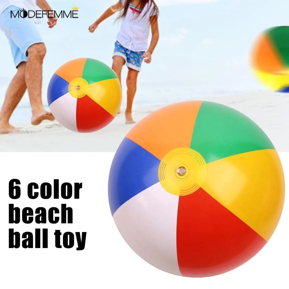 Mainan Bola Pantai Tiup Warna-Warni Ukuran 30cm Untuk Outdoor / Liburan / Olahraga Air