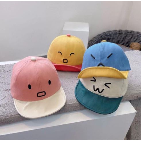 kiddiwear TOPI ANAK FASHION HAT MOTIF EKSPRESI LUCU TOPI ANAK UNISEX MOTIF BORDIR EMOJI