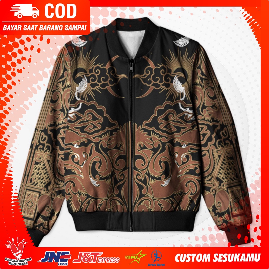JAKET BOMBER BATIK CUSTOM FULLPRINT || JAKET BOMBER FULL PRINTING MOTIF BATIK PRIA WANITA - CUSTOMHA