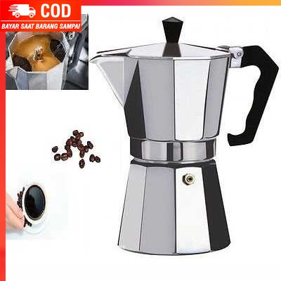 (100% BARANG ORI) One Two Cups Espresso Coffee Maker Moka Pot Teko Filter - JF112