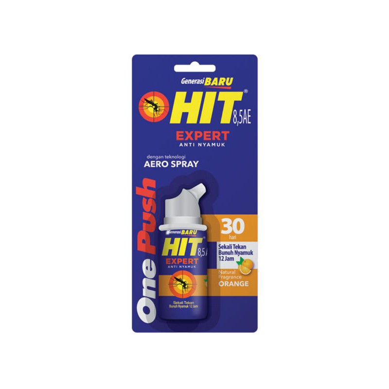 Hit Obat Nyamuk Spray One Push Orange 10Ml (Pembasmi Nyamuk dan Serangga)