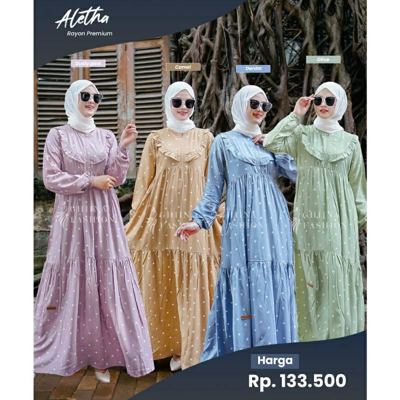 ALETHA GAMIS MURAH RAYON PREMIUM ALETHA DRESS BY GHINA FASHION//