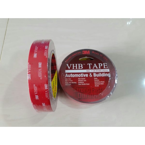 Isolasi Bolak Balik Double Tape 3M VHB 12 24 Merah Original Made in USA 12mm 24mm