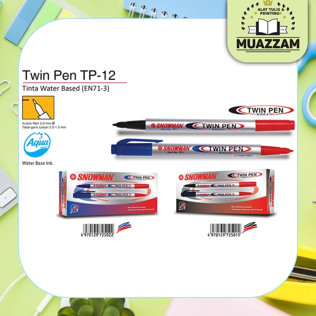 

Spidol TWINPEN SNOWMAN 2 WARNA / TP-12 per 1 Pcs