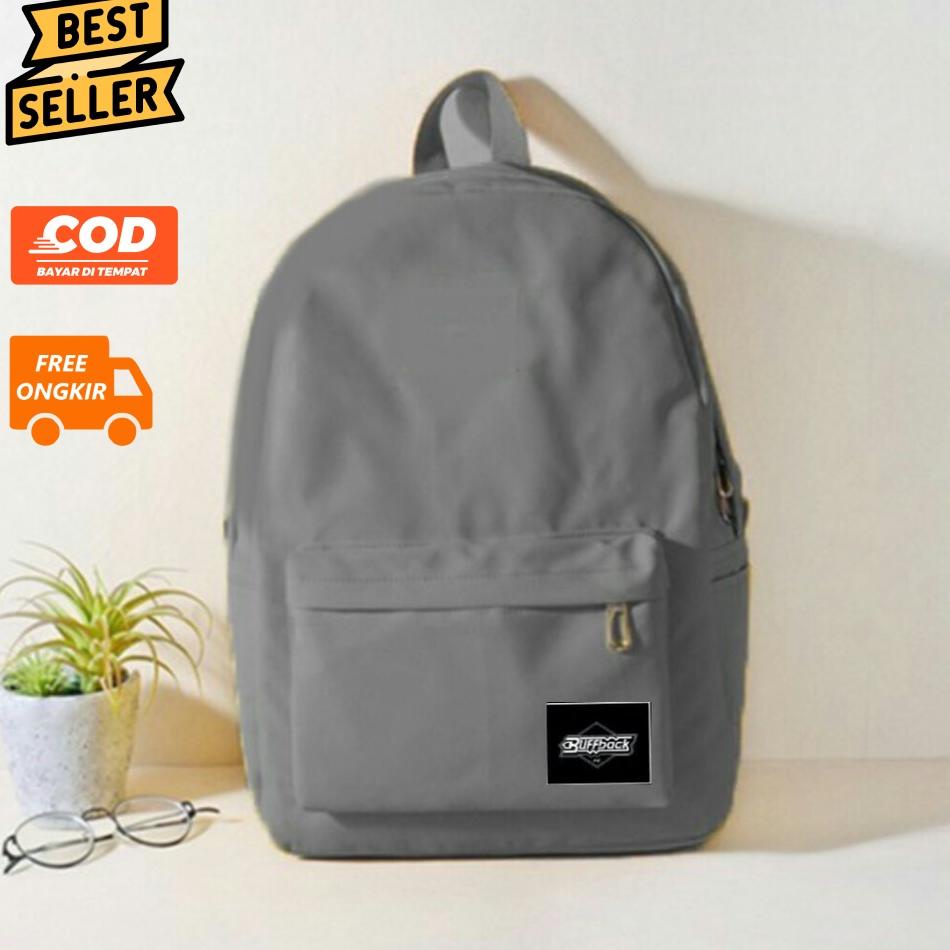 (LANGSUNG ORDER) (COD) Tas Sekolah Stylish Hitam Polos Murah - Tas Sekolah HItam - Tas Ransel Pria D