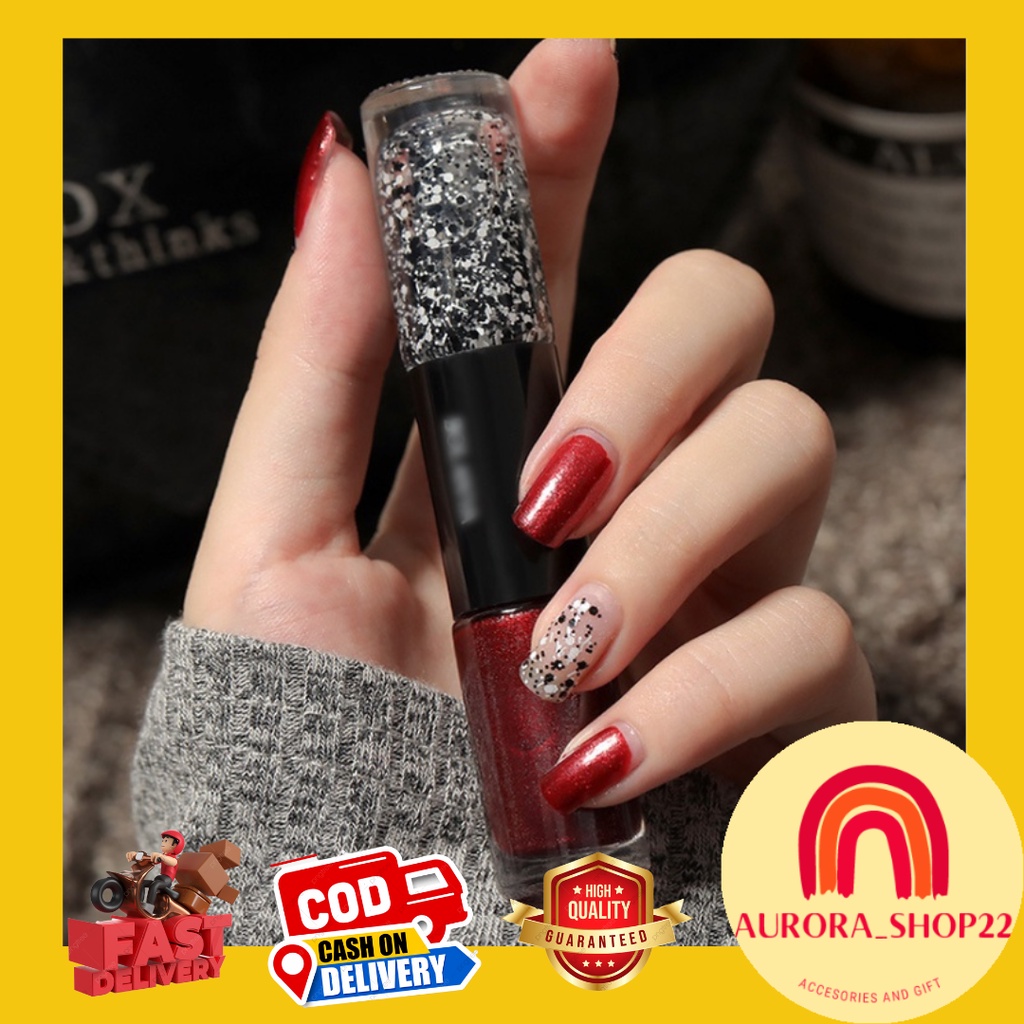 [COD] KUTEK KUKU 2 IN 1 IMPORT ALA KOREA KUTEK KOREA GLITTER CANTIK CAT KUKU NON PEEL OFF