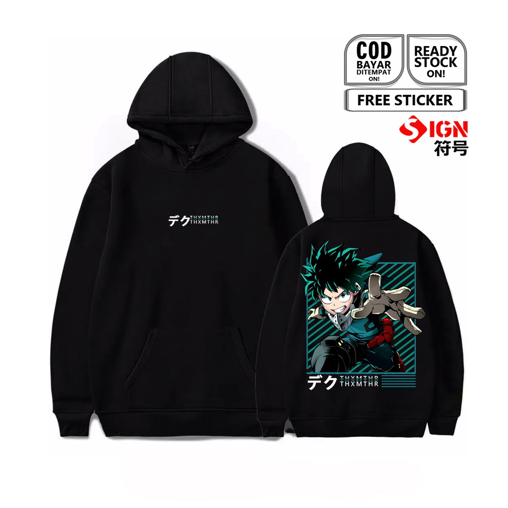 HOODIE IZUKU MIDORIYA DEKU デク MY HERO ACADEMIA ANIME MANGA JEPANG KATSUKI SHOTO EIJIRO COSPLAY SIGN