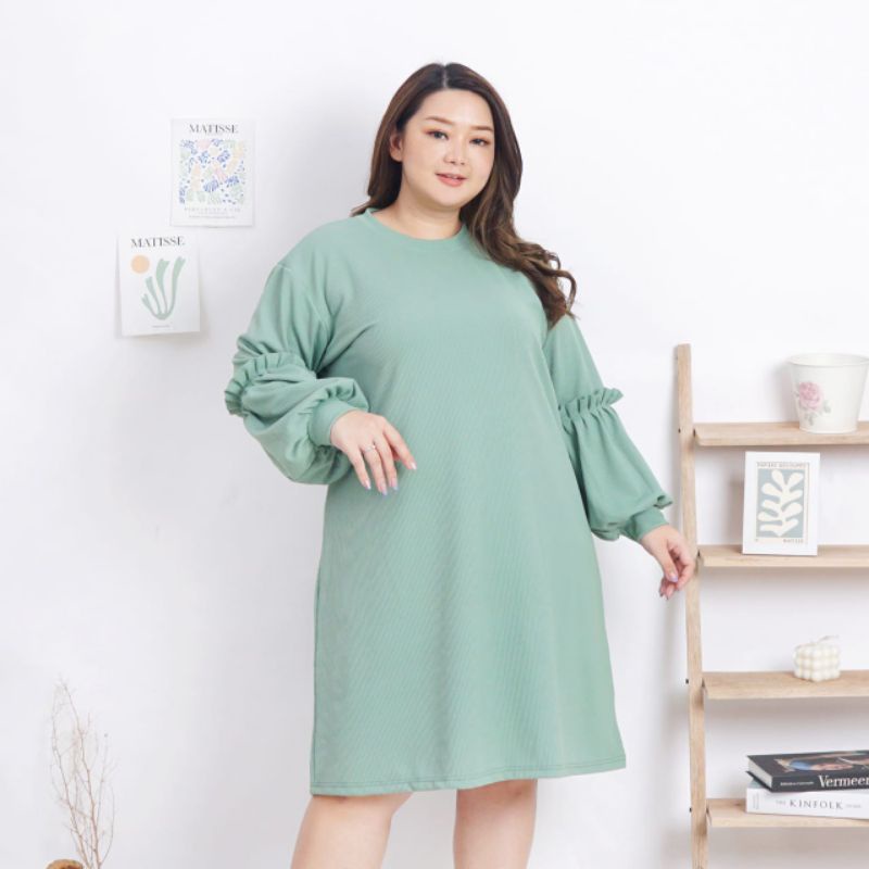 XXXXL 4XL 4L BIGSIZE DRESS RAJUT DRESS JUMBO KNIT DRESS LENGAN PANJANG